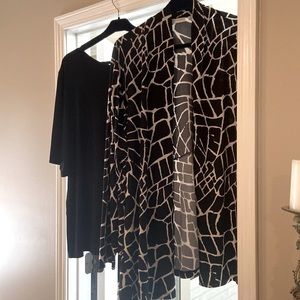 Susan Graver black/white jacket & black shirt. Both are 3X